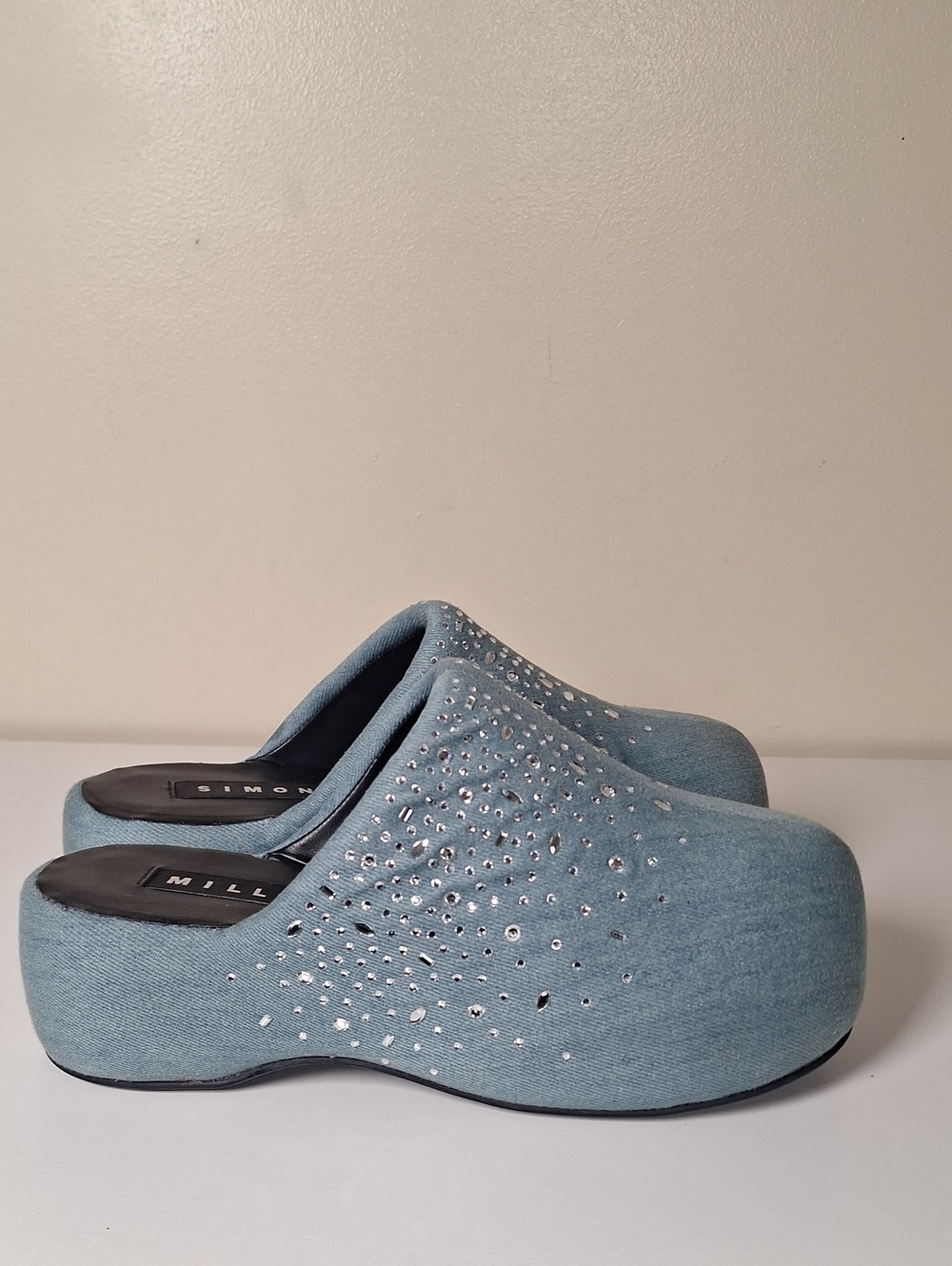 Simon Miller Light Blue Denim Embellished Bubble Platform Mule S1ze EU 39 - Picture 5 of 11